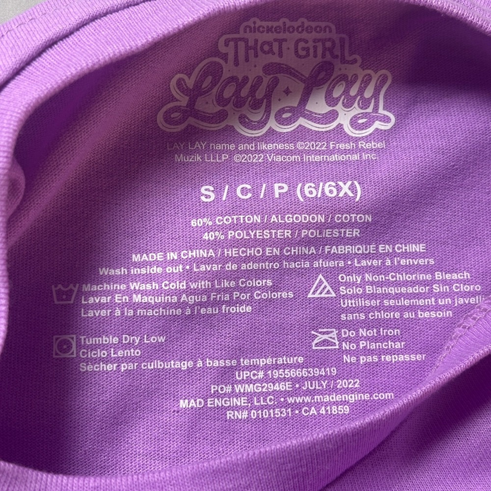 That Girl Lay Lay Lot of 2 Nickelodeon Kids Small 6 6X Purple Black Graphic NWOT - Picture 8 of 11